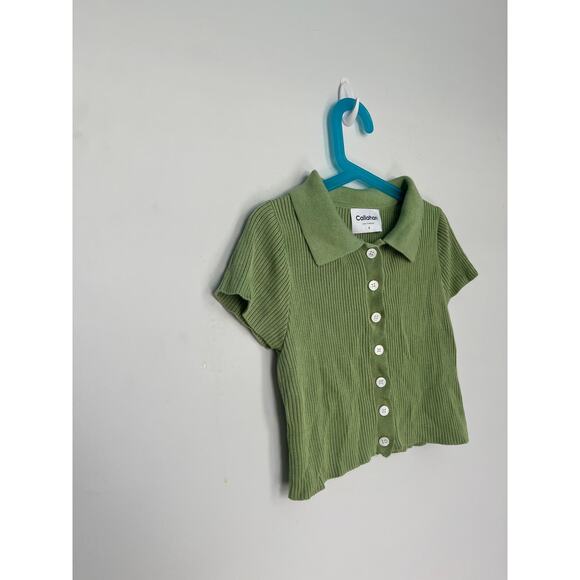 Callahan‎ Knitwear Two Piece Set Women S Ribbed Green Button Top Shorts - Picture 5 of 11